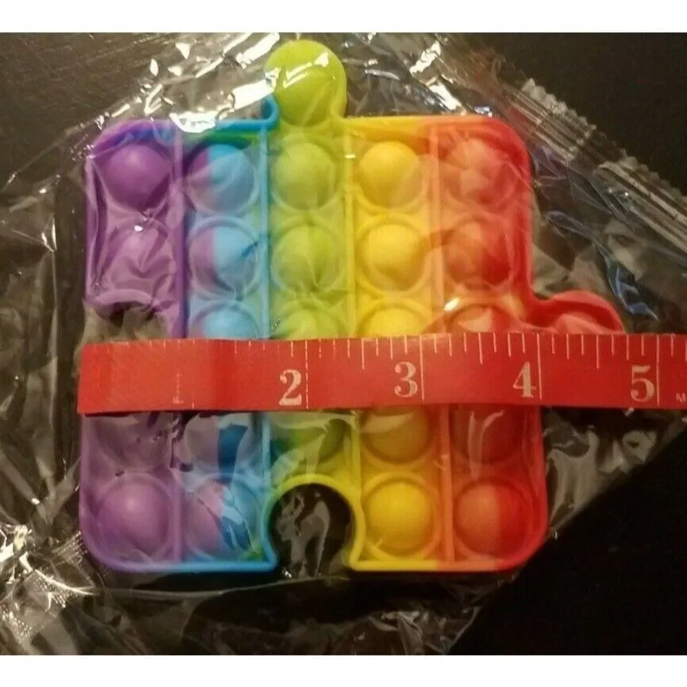 Fidget Toy Puzzle Piece Push Pop Bubble Rainbow Silicone Sensory